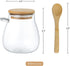 Joeyan Glass Jar with Airtight Bamboo Lid, 12 oz Salt Sugar Spice Container, Set of 2 for Kitchen Countertop