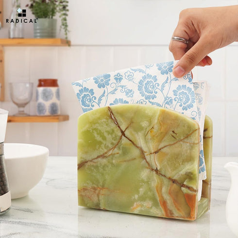 5.5" Inches Countertop Radicaln Marble Napkin Holder Green Onyx Handmade Simple Modern Home & Kitchen Napkins Paper
