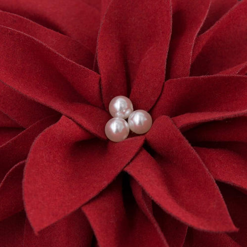 Christmas 3D Flower Accent Pillow Cover, Festival Red Floral Throw Pillow Case, Decorative Cushion Cover, 18 x 18 Inches