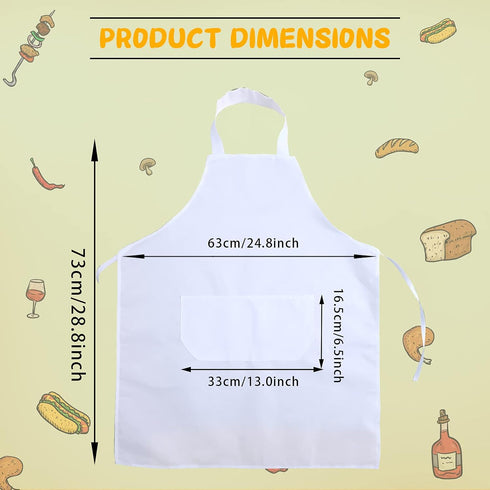 SATINIOR Sublimation Bib Blank Kitchen Aprons with Pockets, Unisex White Cooking Apron for Home