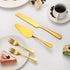 Cake Knife and Server Set with 6 Pcs Cake Forks, Wedding Cake Cutting Set for Parties (8 PCS, Gold)
