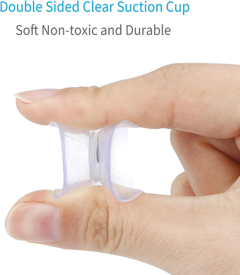 Pawfly 20 Pack Double Sided Suction Cups, 1.2 Inch Clear PVC Plastic Suckers for Glass Table Mirror