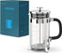 French Press Coffee Maker, 34oz 304 Stainless Steel with 4 Filters, Borosilicate Glass, Easy to Clean, Silver