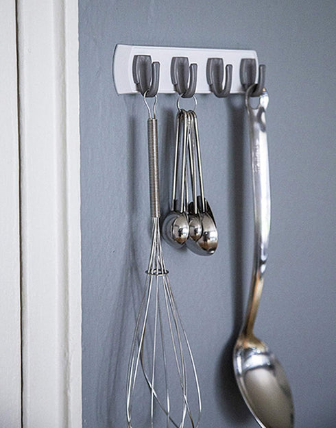 HIGH & MIGHTY 515305 Key Rail Organizer Hook Rail | Easy Tool-Free Installation | Holds up to 5lbs, Small, White &