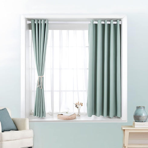 White Tension Curtain Rod for Windows, Adjustable 28 to 48 Inch, No Drilling, 7/8" for Bedroom Doorway
