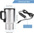 12V 450ml Stainless Steel Car Heating Cup, Electric Travel Mug for Heating Water, Coffee, Milk, Tea
