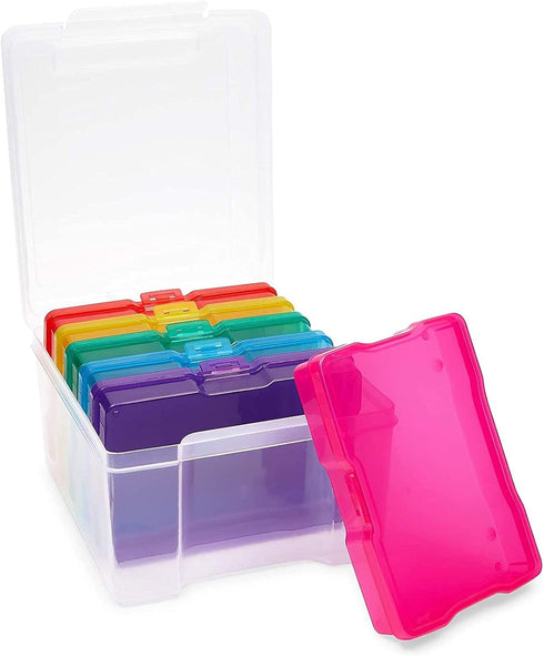 Paper Junkie 4 x 6 Inch Photo Storage Box - 6 Inner Cases for Stickers, Crafts, Art Supplies, Organizers for Home