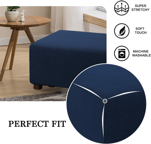 Flamingo P Spandex Elastic Rectangle Footstool Sofa Cover Stretch Storage Ottoman Slipcover for Living Room Soft
