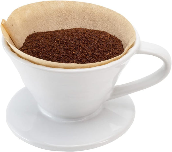 Restaurantware Restpresso 10 Ounce Coffee Dripper, Reusable Coffee Cone with Drip Hole, White Ceramic Pour Over