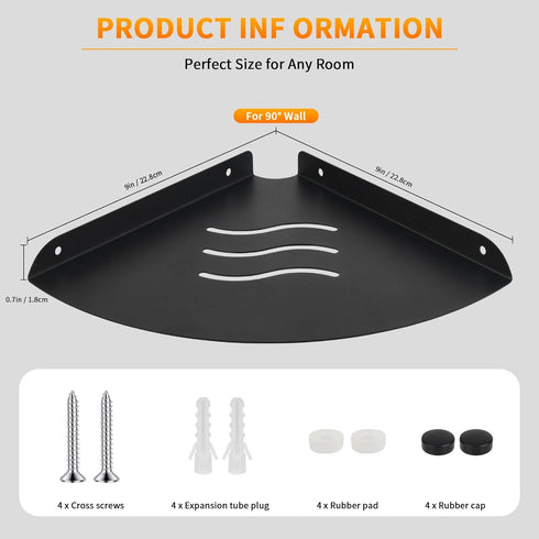 1Pack 9 Corner Shelf Wall Mount, Floating Corner Shelves,Corner withs Wire Hole for TV, Cable Box,Corner Wall Shelf