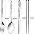 3 Pack Reusable Portable Flatware Sets with Knife, Fork, Spoon, Chopsticks, 12Pcs Stainless Steel Dinnerware with