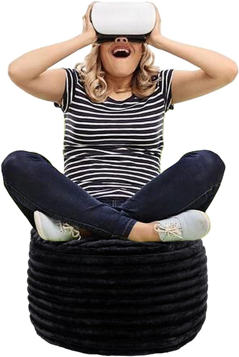 20x20x12 Inches Asuprui Pouf Ottoman Unstuffed Ottoman Foot Rest Floor Pouf Round Bean Bag Chair Foldable Floor Chair