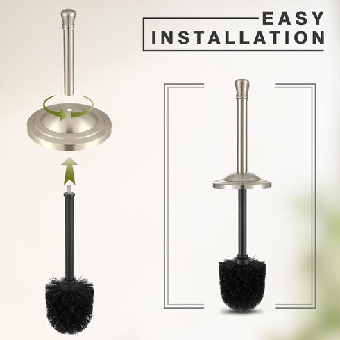 Set,304 Brushed Nickel Toilet Brush and Holder Stainless Steel Toilet Bowl Brush and Holder for Bathroom,Silver Heavy