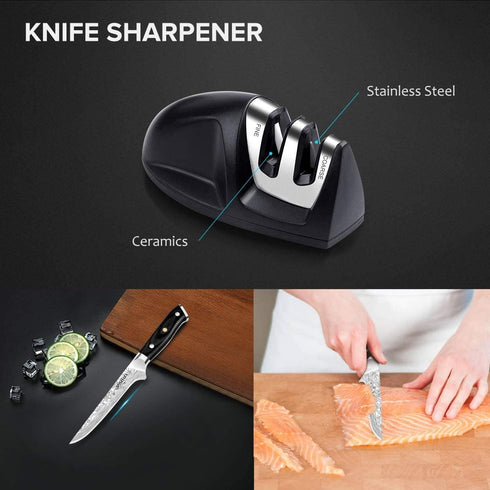 MOSFiATA 6" Boning Knife - Sharp Kitchen Cooking Knife with Finger Guard, Sharpener, German High Carbon Stainless Steel