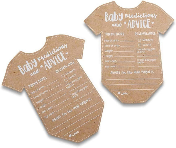 Kate Aspen Baby Predictions for Baby Shower Advice Cards - 50-Count Onesie Shaped Games for New Parents