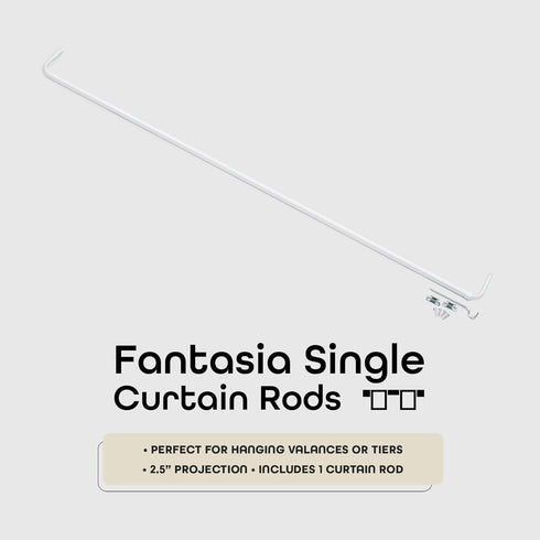Fantasia 66-120 Inch Adjustable width Single Curtain Rod for windows with Brackets & Hardware - Easy to Install