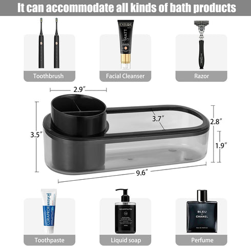 Black Toothbrush Holder for Bathroom,Detactable Bathroom Tray for Men,Electric Tooth Brushing Holder,Bathroom Countertop Organizer,Tooth Brush Toothpaste Caddy Storage,Vanity Sink Accessories by Ayswupt