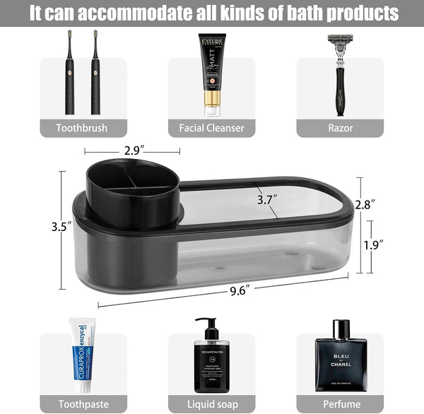 Black Toothbrush Holder for Bathroom,Detactable Bathroom Tray for Men,Electric Tooth Brushing Holder,Bathroom Countertop Organizer,Tooth Brush Toothpaste Caddy Storage,Vanity Sink Accessories by Ayswupt