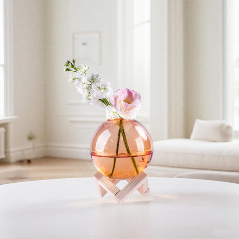 Ball-Shaped Plant Propagation Station with Wooden Stand -Glass Plant Terrarium for, Home