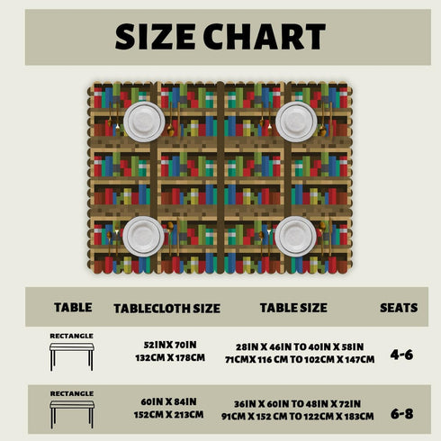 XYJFZL 52 70 Inch 4-6 Bookshelf Table Cloth Rectangle Tables Educational Bookcase Pixel Rectangle Kitchen Table Cover