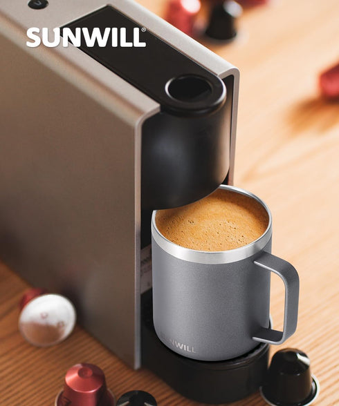 SUNWILL Travel Coffee Mug with Lid, Insulated Tumbler, 14 oz Stainless Steel Cup for Ice, Water, Tea