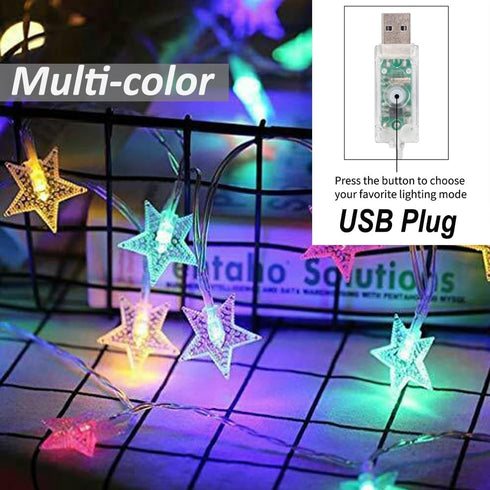 20ft 40 Solhice Color Changing Star String Lights for Bedroom LEDs, Hanging Twinkle Lights USB Powered, Bunk Bed Lights