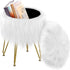 Vanity Stool Chair with Storage, Faux Fur Makeup Room Seat Stool, Soft