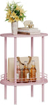 Storage,2-Tier (1PC,Pink) Small Modern Oval Side Table with Side Tables Living Room,Sturdy Nightstand for Small Space