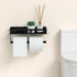 Wall Mount Paper Towel Holder for Kitchen - Self Adhesive Design with Shelf and 2 Hooks for Bathroom, RV