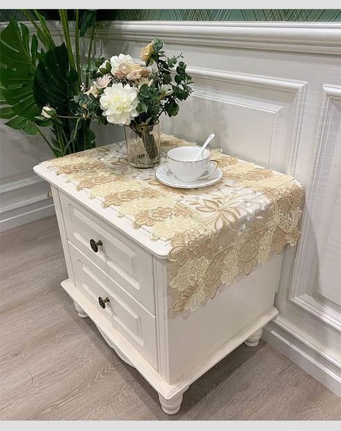 Bedside Tablecloth Lace Doilies for Side Table Cloth Runner Tabletop Dust Cover Bedroom Nightstand Decor