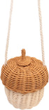 Rattan Woven Basket, Portable Pine Cone Shape Storage Basket, Hand Crafted Wall Hanging Box for Room Decoration