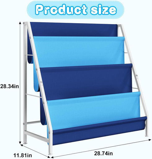 Aokitsink 4-Tier Kid Bookshelf for Kids Rooms, Blue Montessori Bookshelf,Toddler Children Bookshelf,Metal Kid's Book