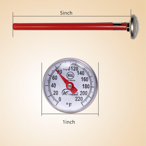 KT THERMO Instant Read 1-Inch Dial Thermometer (2-Pack), Best for Coffee Drinks, Chocolate Milk Foam