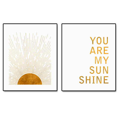 You Are My Sunshine Art, Sun Rise Wall Decor for Kid Room, Set of 2 Prints (8X10 INCH) - No Frame, Boho Minimalist