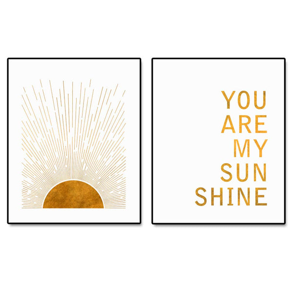 You Are My Sunshine Art, Sun Rise Wall Decor for Kid Room, Set of 2 Prints (8X10 INCH) - No Frame, Boho Minimalist