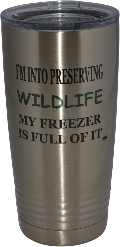 Rogue River Tactical Funny Hunting 20 Oz. Travel Tumbler Mug Cup w/Lid, Vacuum Insulated Hot or Cold Preserving