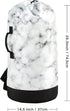 White Marble Laundry Bag, Large Heavy Duty Backpack for College Students, Washable with Shoulder Straps