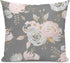Golden Blush Roses Floral Throw Pillow Covers on Gray, Set of 2 Modern Decorative Cases 18"X18"