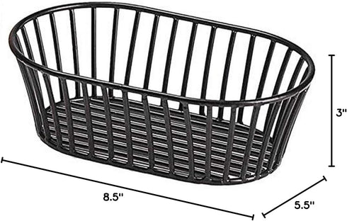 G.E.T. 4-31892 Black 8.5" x 5.5" Stackable Tuscan-Style Oblong Wire Basket, Iron Powder Coated