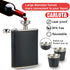 Hip Flask Gift Set, 8 Oz Hip Flasks for Liquor with Black Leather Cover, 18/8 Stainless Steel, 2 Cups & Funnel, Gift Box