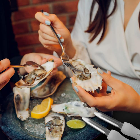 4Pcs Oyster Shucking Knife White Oyster Opener Stainless Steel Oyster Shucker New Haven Style with Non-slip Handle
