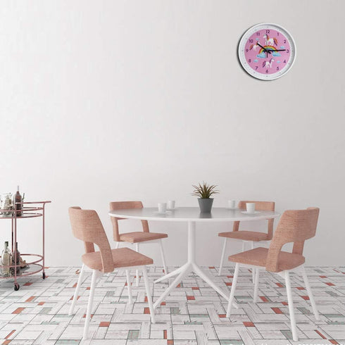 Pink Wall Clock - Silent Non Ticking Décor for Kids Room, Office, School, Bedroom, Kitchen, 12 Inch