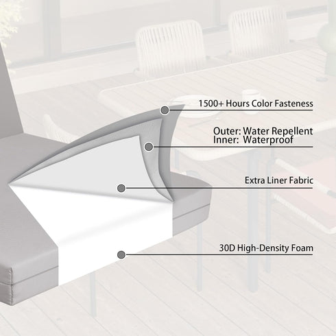 42" 21" 3" Outdoor High Back Cushions Patio Fade Resistant Chair Cushion with Ties, Waterproof Solid Seat and Back