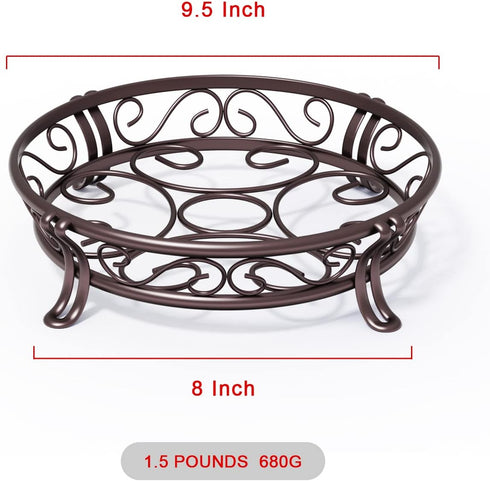 Yimobra Metal Plant Stand for Outdoor Indoor, Heavy Duty Rustproof Wrought Iron Planter Stands, 9.5 Inches, Bronze