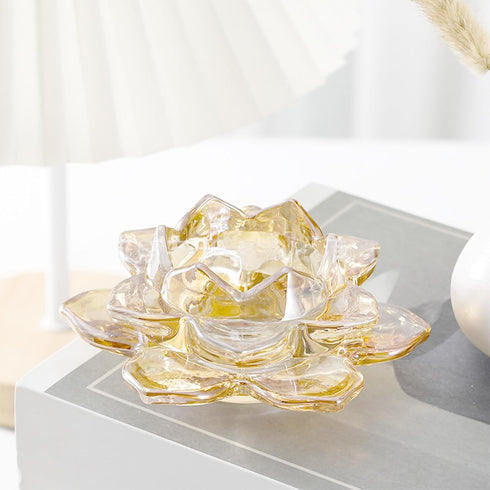 Holders,Set 8,Gold GOLDEAL Lotus Tealight Candle of Glass,Tea Light Holders,Votive Candle Holders Bulk,Pillar Candle
