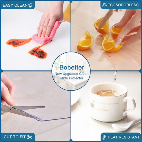 Bobetter Countertop 17x63 Clear Plastic Protector Wood Furniture Table Topper Protective Cover Dining Living Room PVC