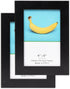 TheDisplayGuys - 4" x 6" Square Profile Wooden Picture Frame with Tempered Glass - Black - 2-Pack with Easel