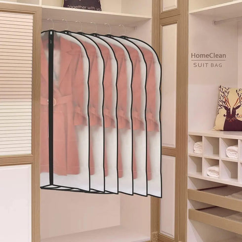 Garment Bags for Hanging Clothes 12 PCS Transparent Waterproof Dustproof Storage for Closet, Full Zipper Suit Covers