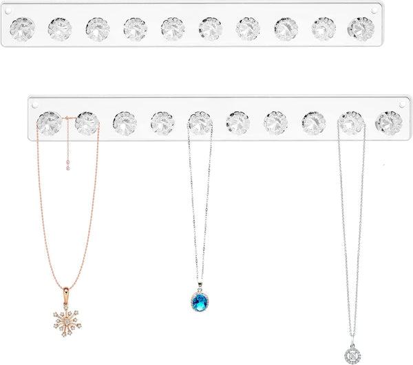Zreal Necklace Holder, Acrylic Necklace Hanger, Wall Jewelry Organizer with 10 Jewelry Hooks in Seashell Shape (2-pack
