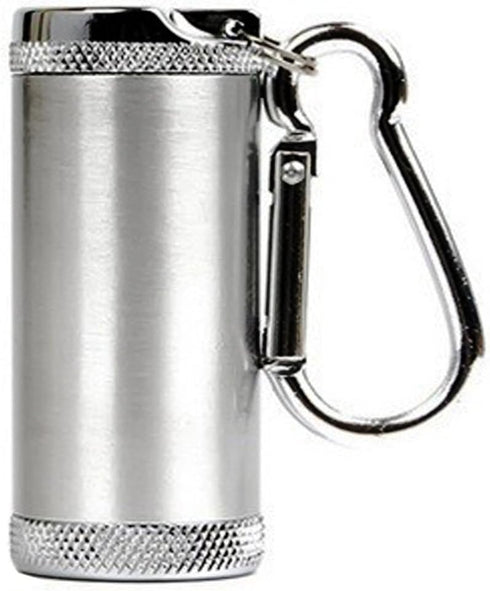 Metal Portable Ashtray, Outdoor Cigarettes Ashtray with Lid, Keychain, Cylinder Silver